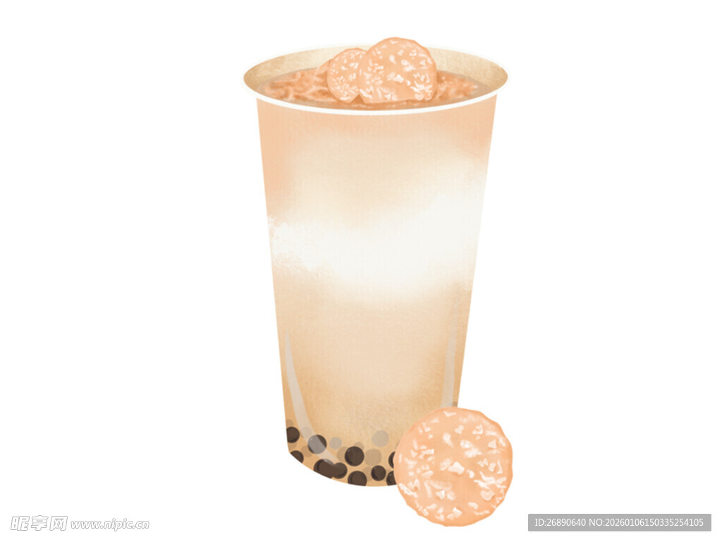 珍珠奶茶 杯旁点缀珍珠