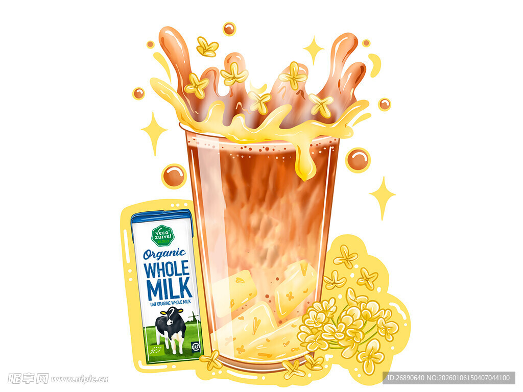 牛奶碰撞果汁创意画面