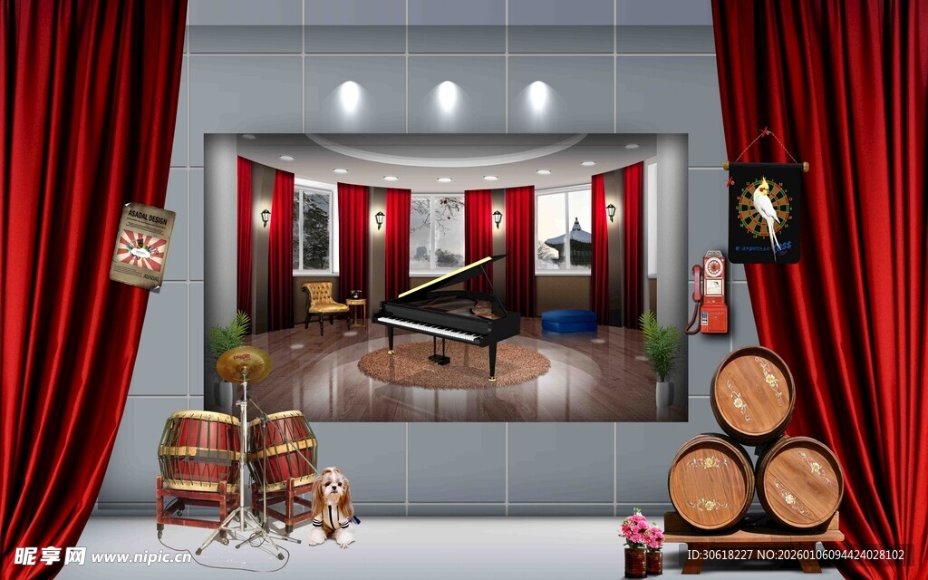 复古风室内场景展示