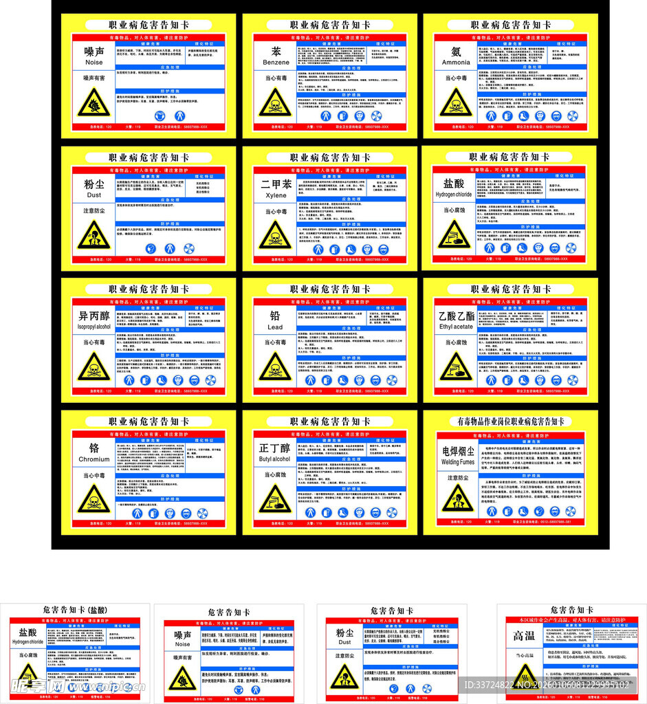 各种职业病危险告知卡