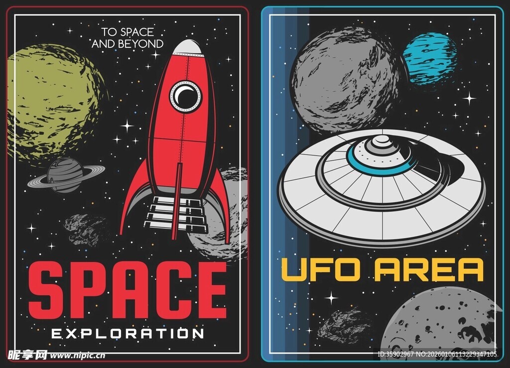太空探索与UFO主题海报