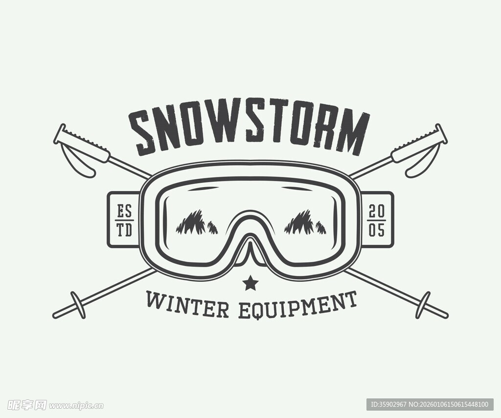 暴风雪户外滑雪装备标志设计
