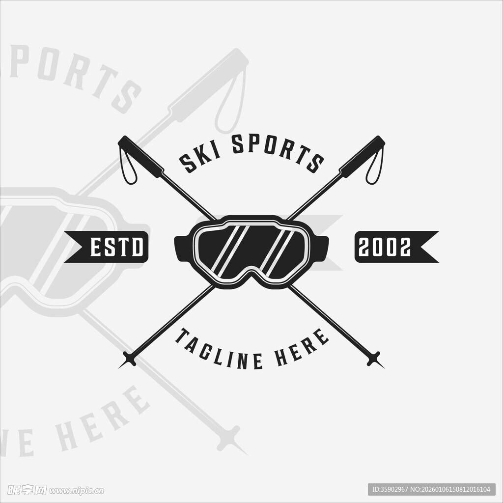 复古风格滑雪运动标志设计