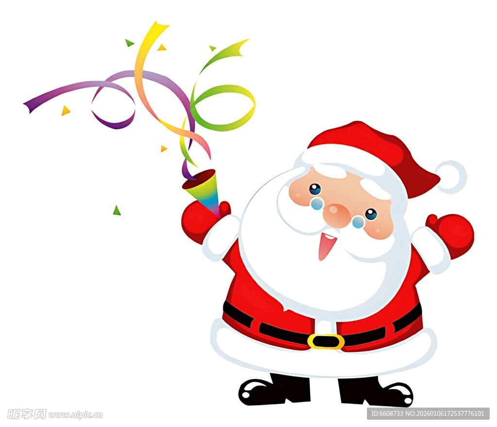 圣诞老人手持彩色飘带
