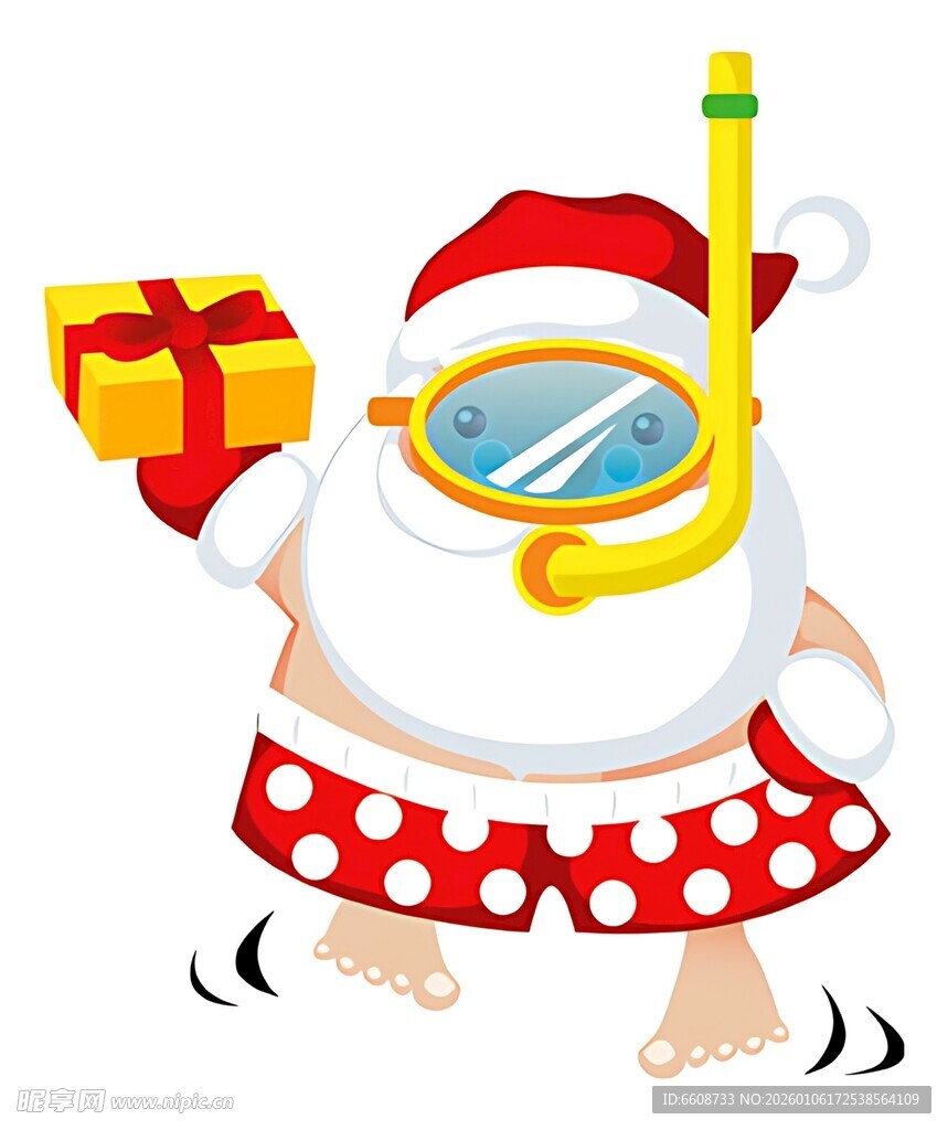 潜水圣诞老人手持礼物