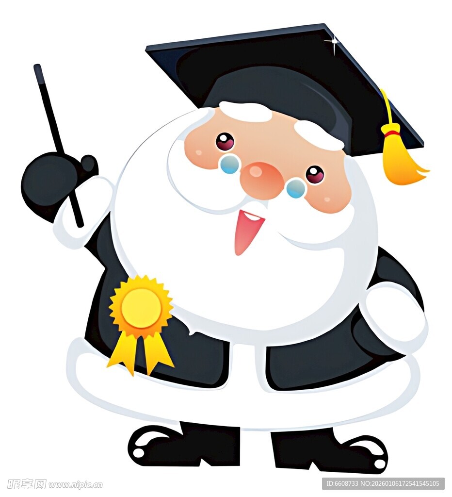 圣诞老人穿学士服庆祝