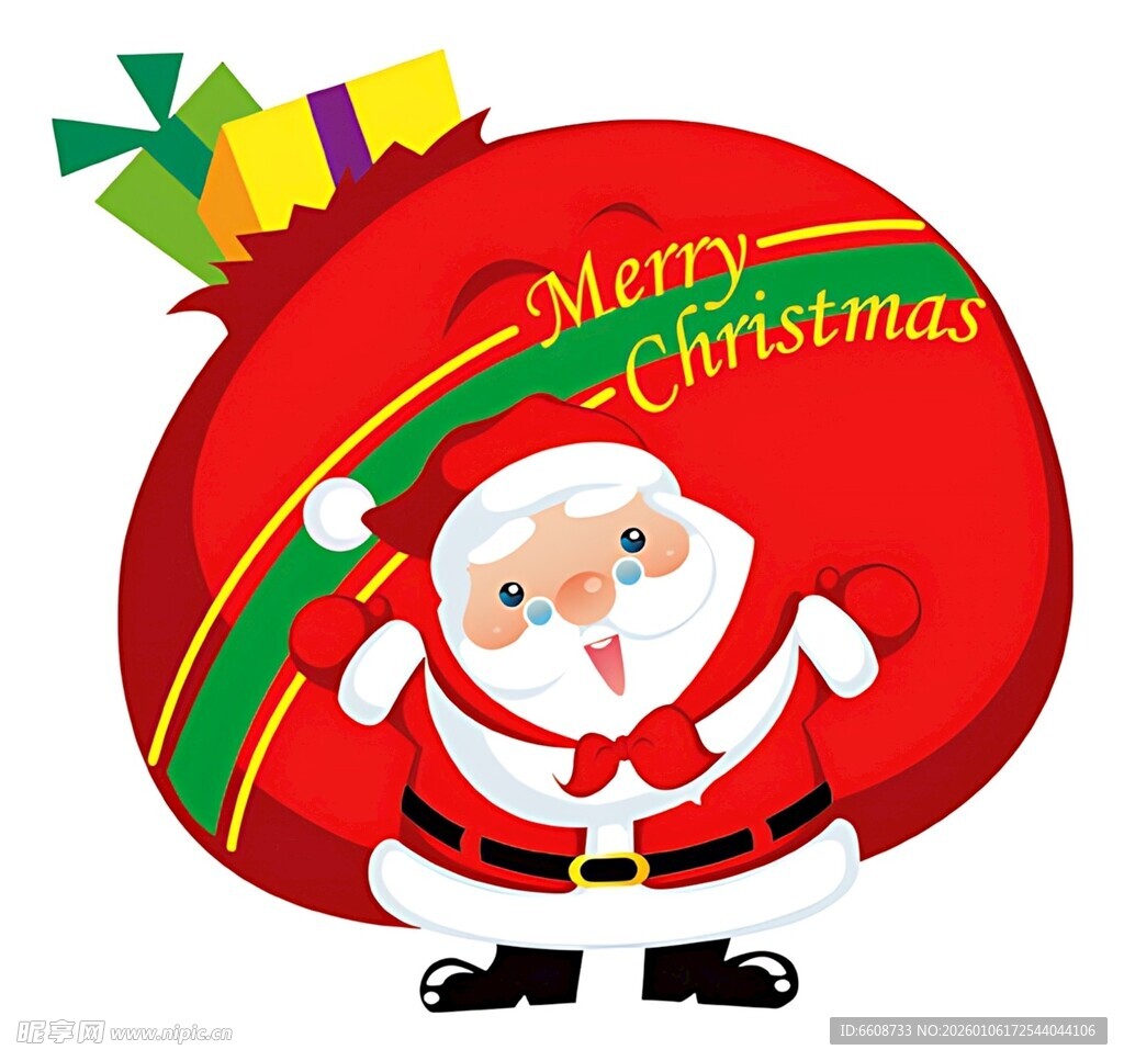 圣诞老人与圣诞礼物袋