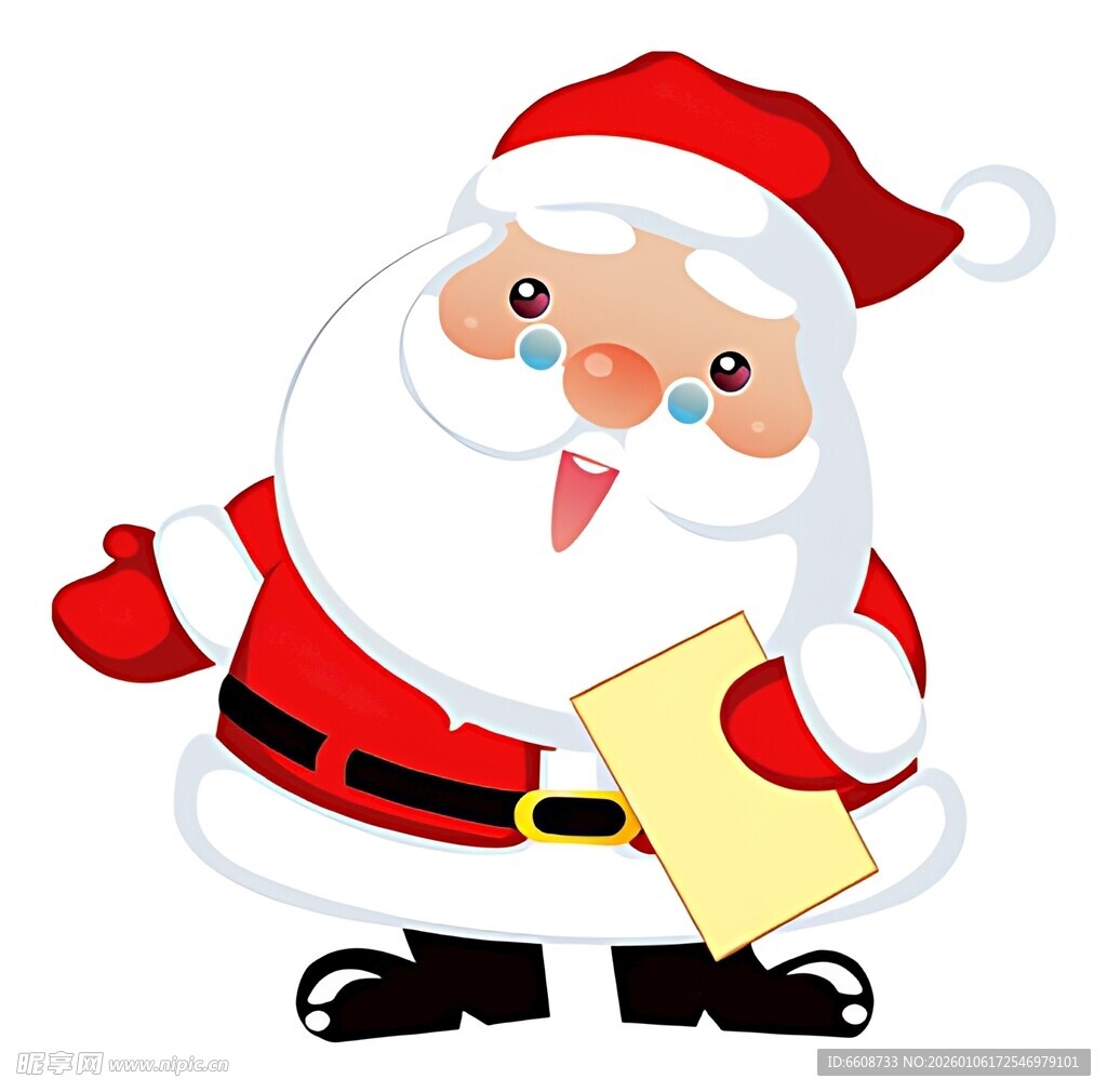 圣诞老人手持信件笑开怀