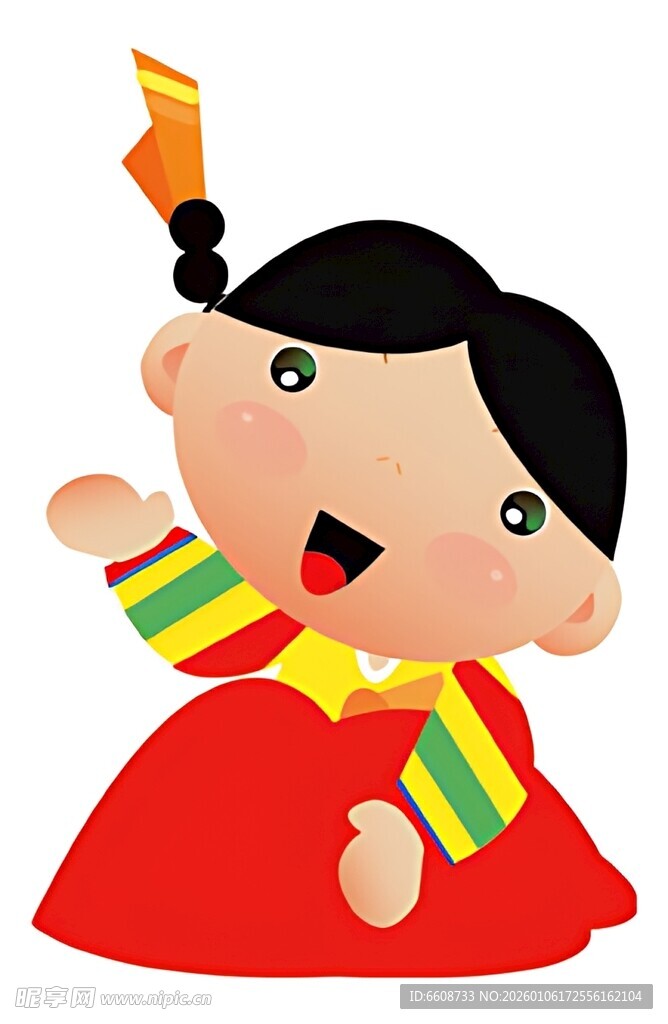 穿红衣跳舞的俏皮小女孩