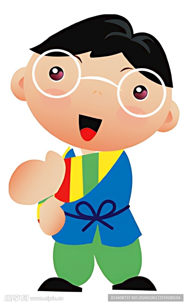 戴眼镜的快乐男孩