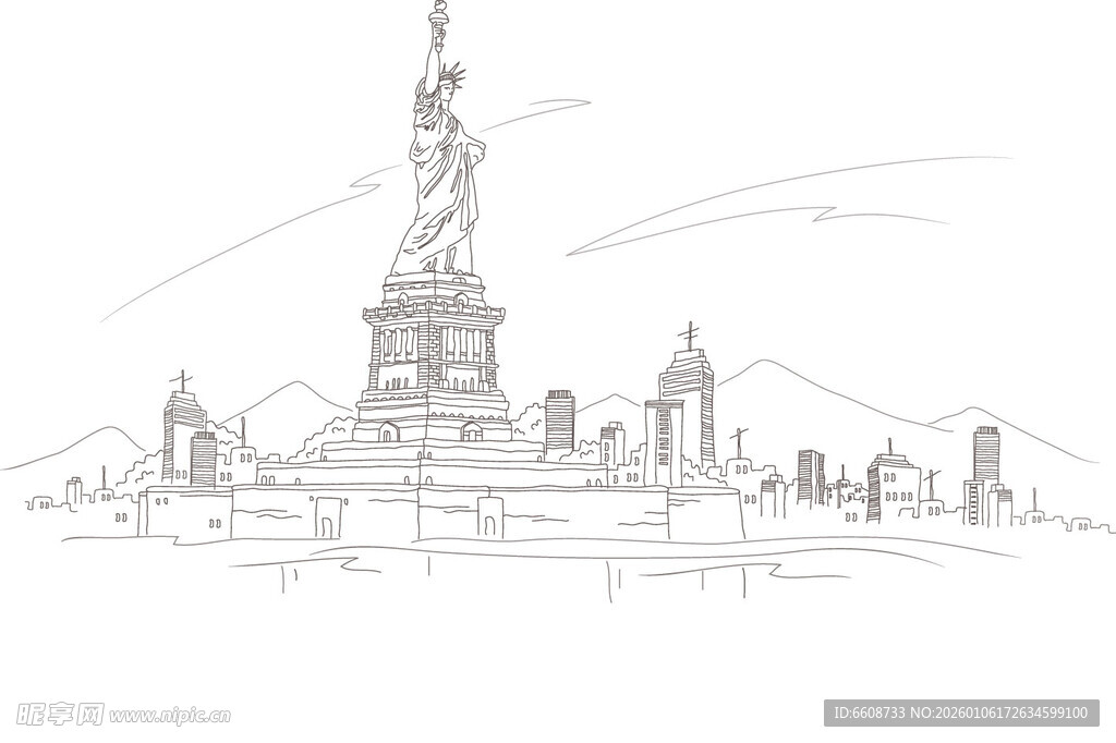 自由女神像建筑草图