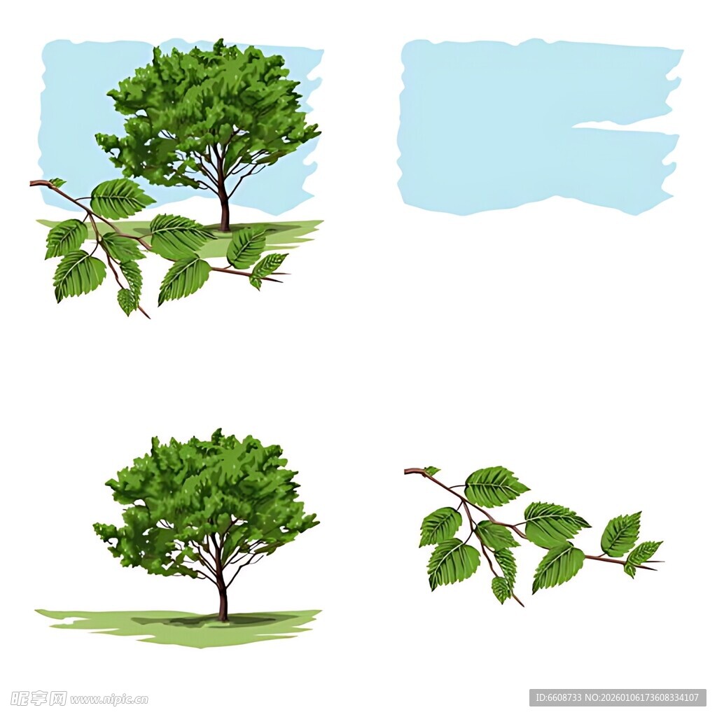 多样绿树插画素材