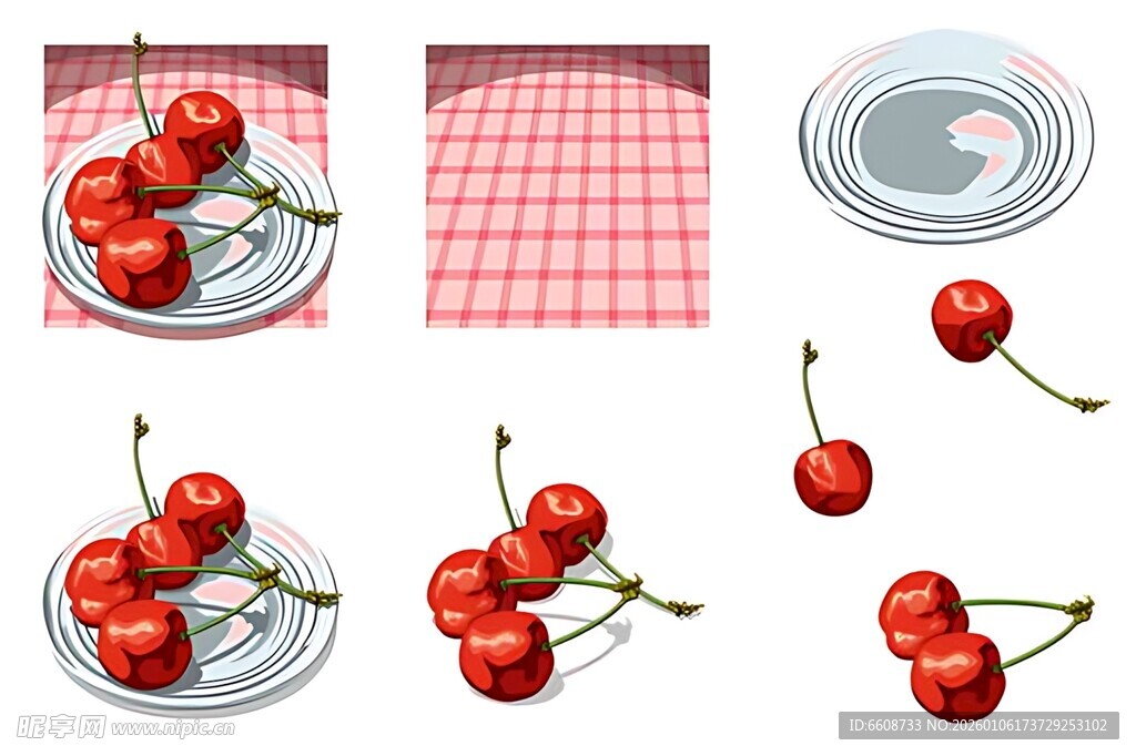 新鲜樱桃摆盘展示