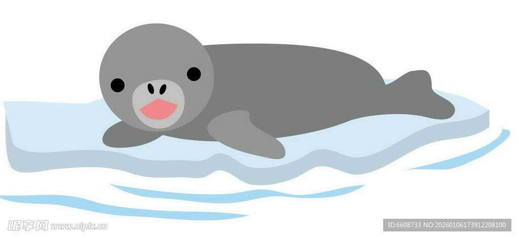 冰上休憩的可爱小海豹