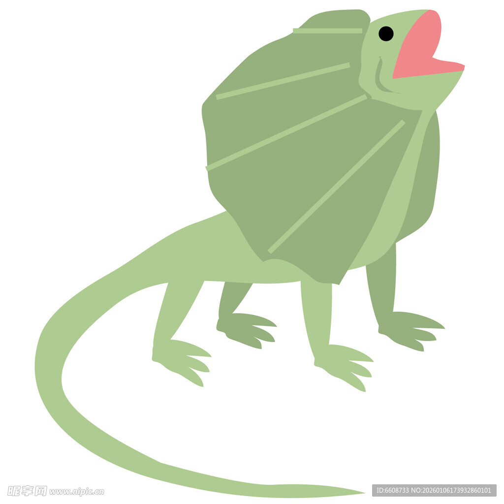 绿色卡通蜥蜴形象展示