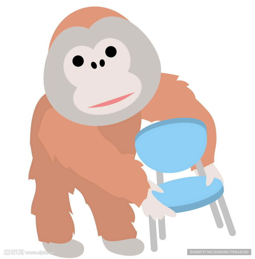 猩猩搬蓝色椅子