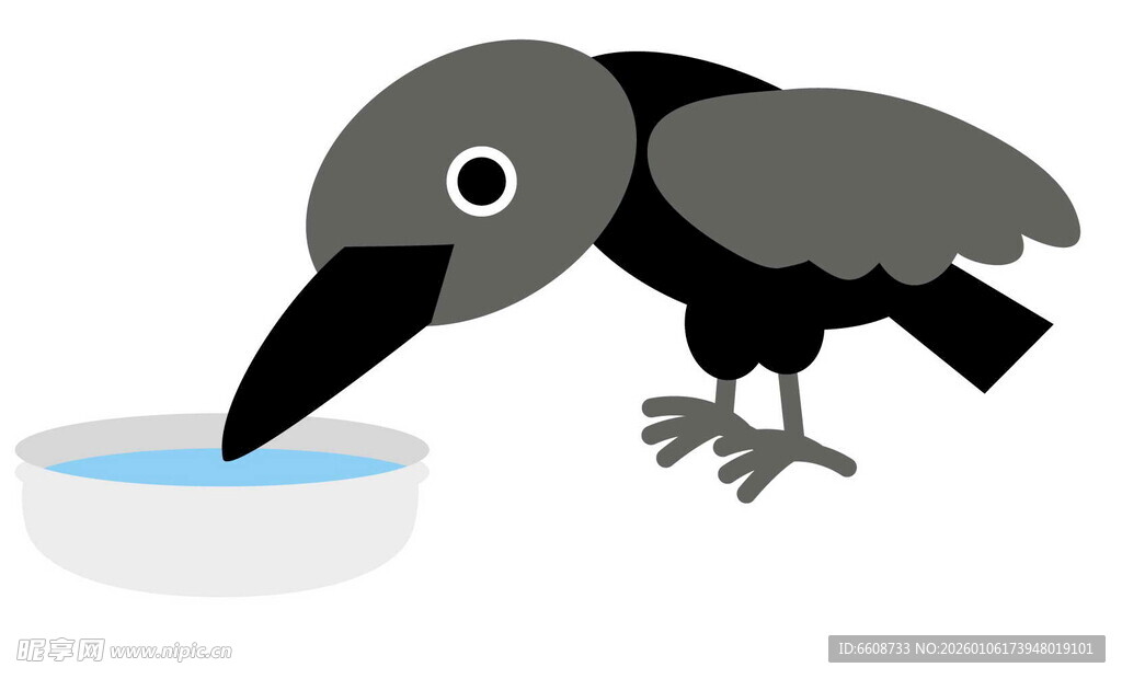 乌鸦喝水卡通插画