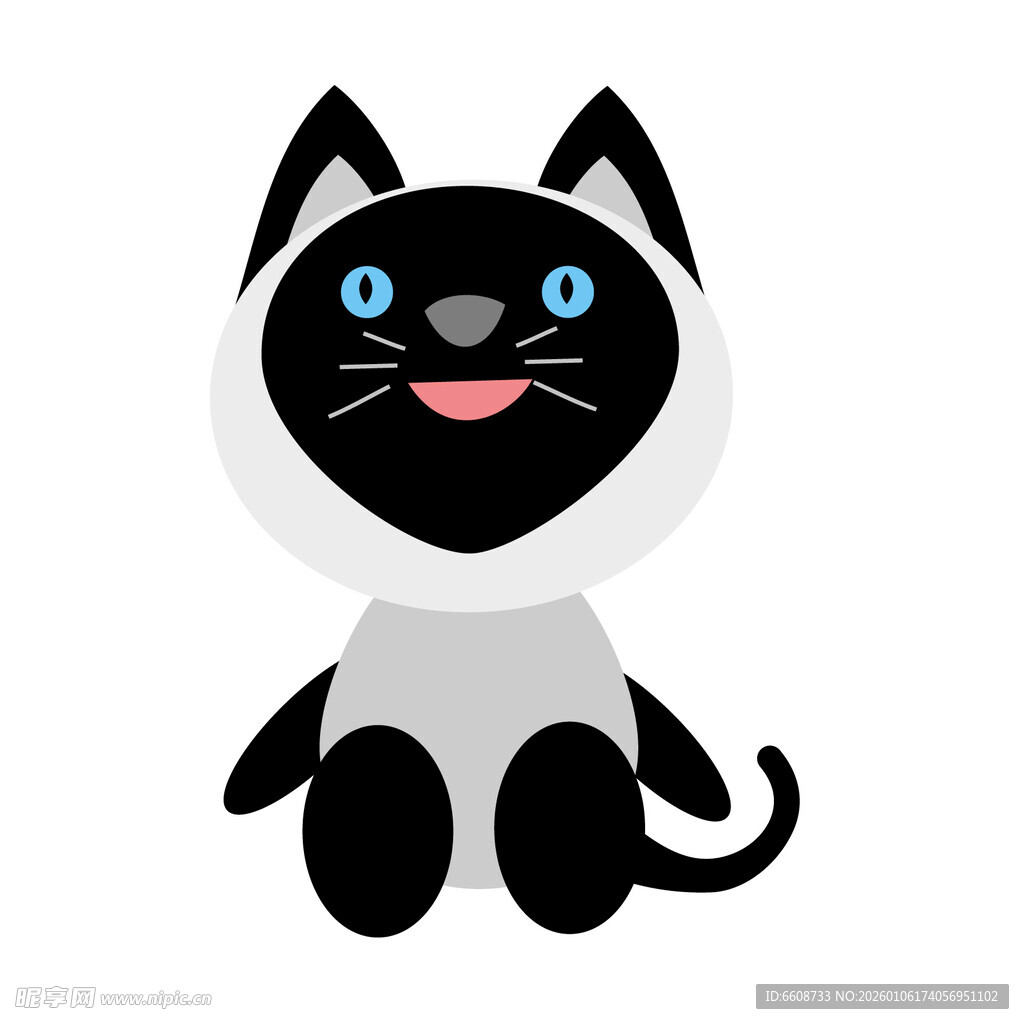 可爱黑白猫咪卡通形象