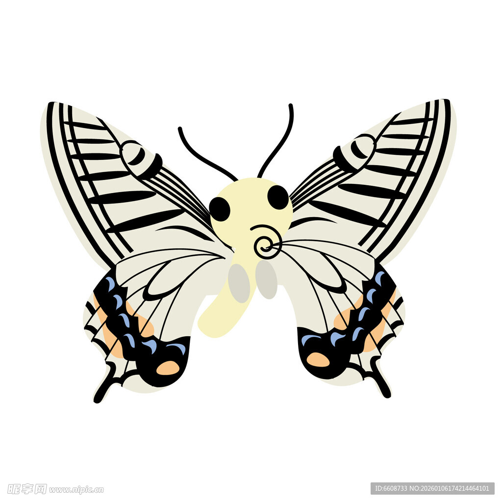 黑白条纹蝴蝶图案设计