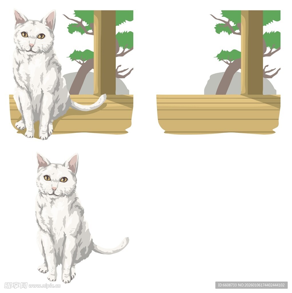 可爱白猫插画素材