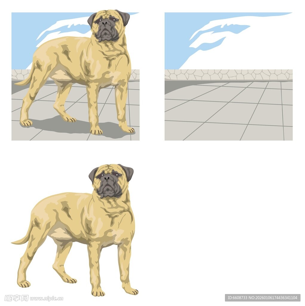 站立的哈巴狗插画