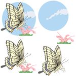 飞舞的蝴蝶与花卉图案