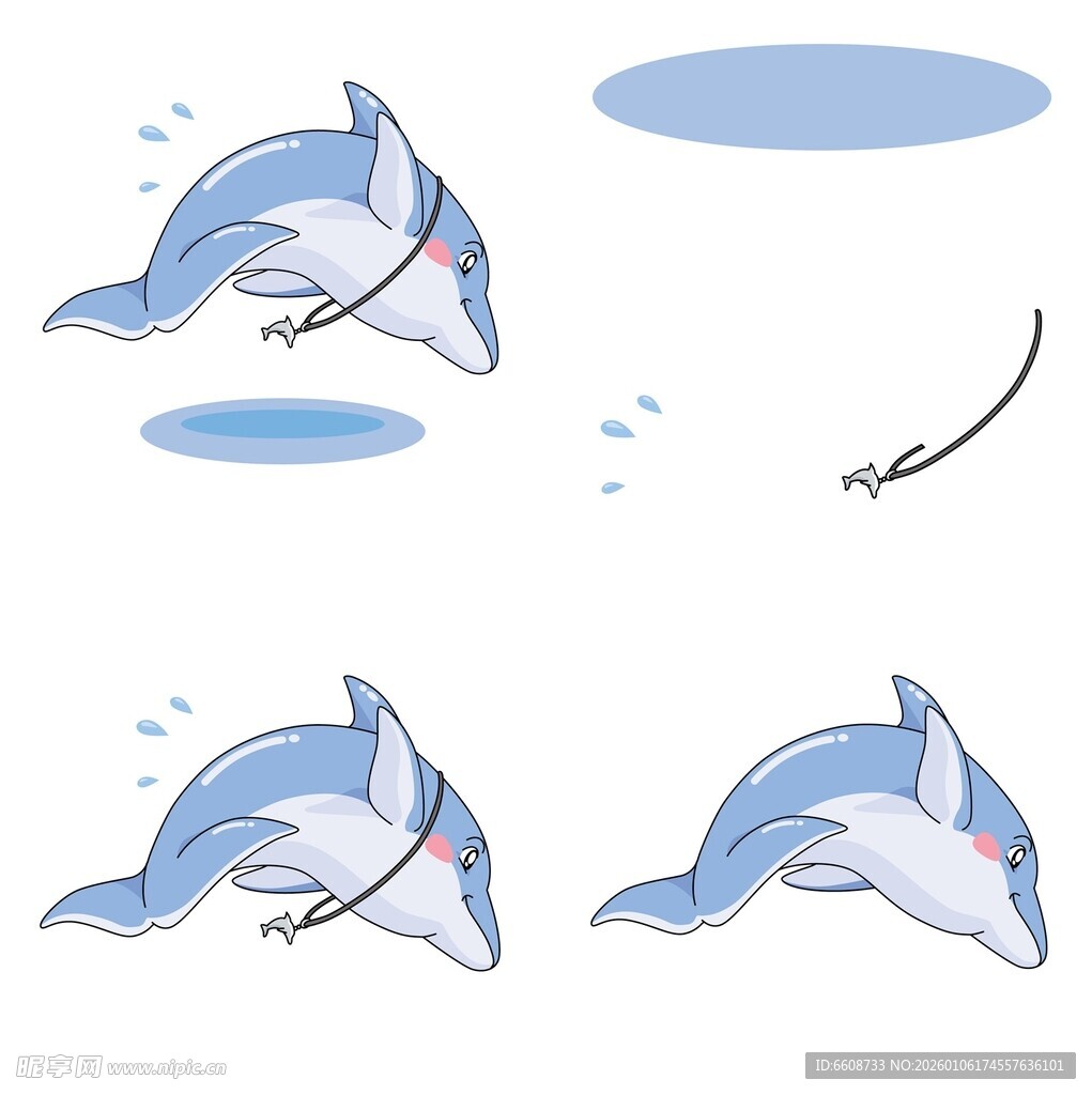 海豚跃动姿态插画