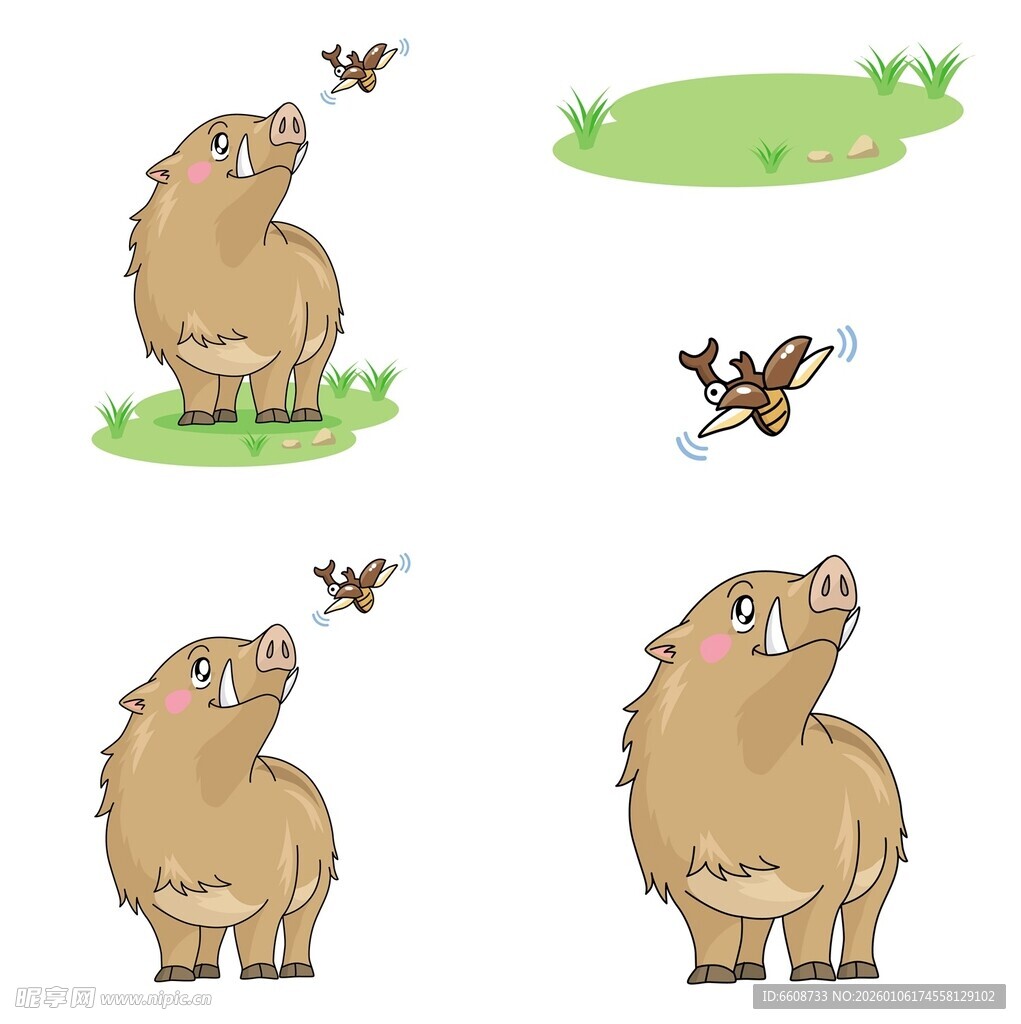 羊驼与蝴蝶的趣味互动