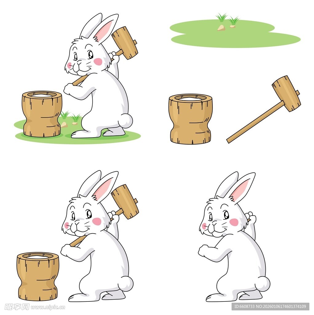 兔子持锤劳作动态图