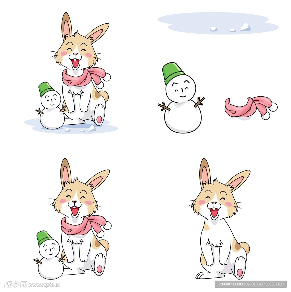 兔子冬日欢乐场景