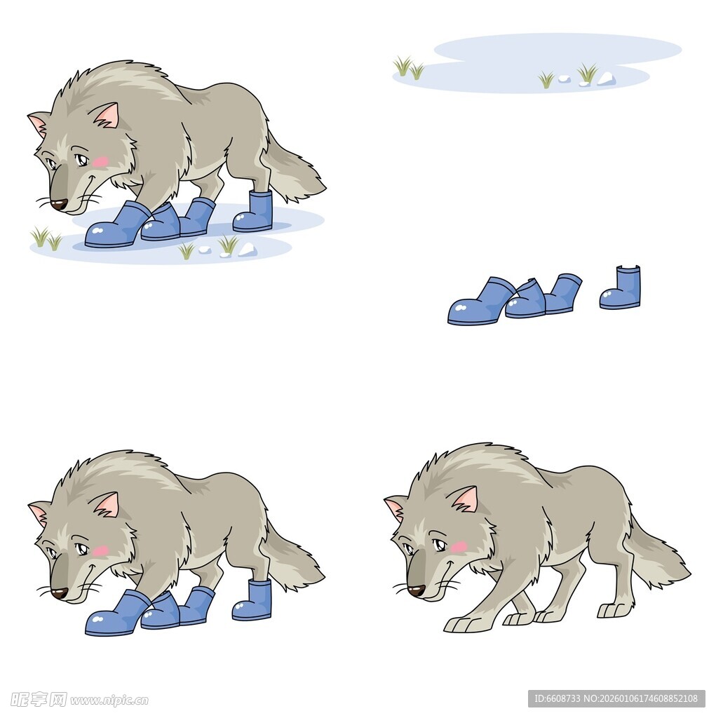 狼嗅探蓝色物品动态图