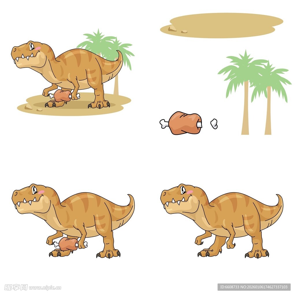 恐龙生活场景插画