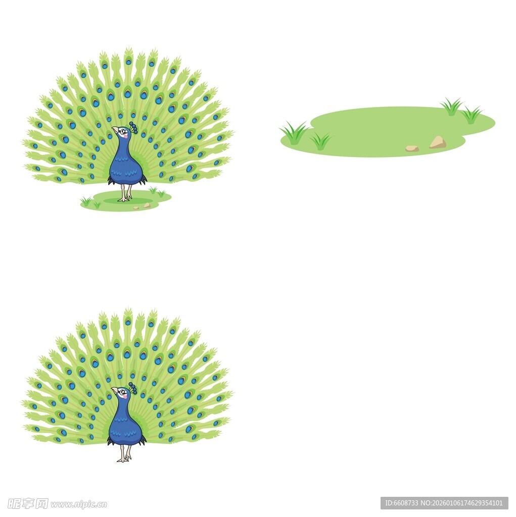 三只孔雀造型图案设计