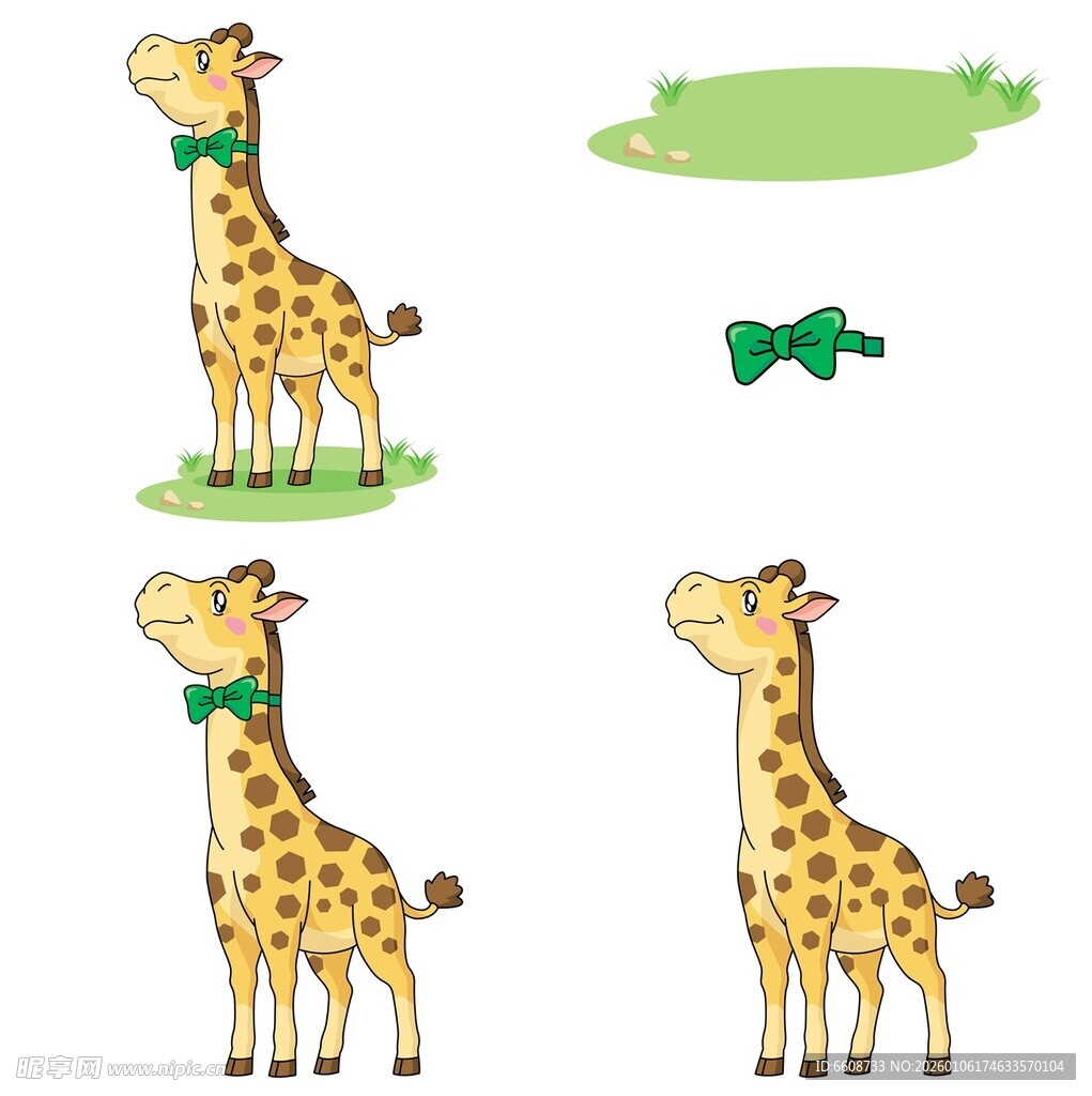 可爱长颈鹿卡通形象展示