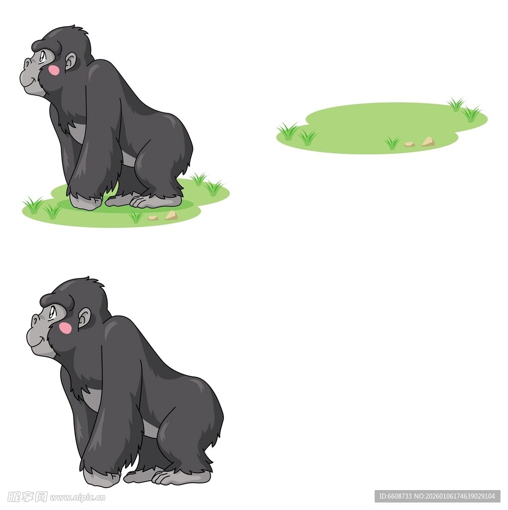 不同姿态的黑猩猩插画