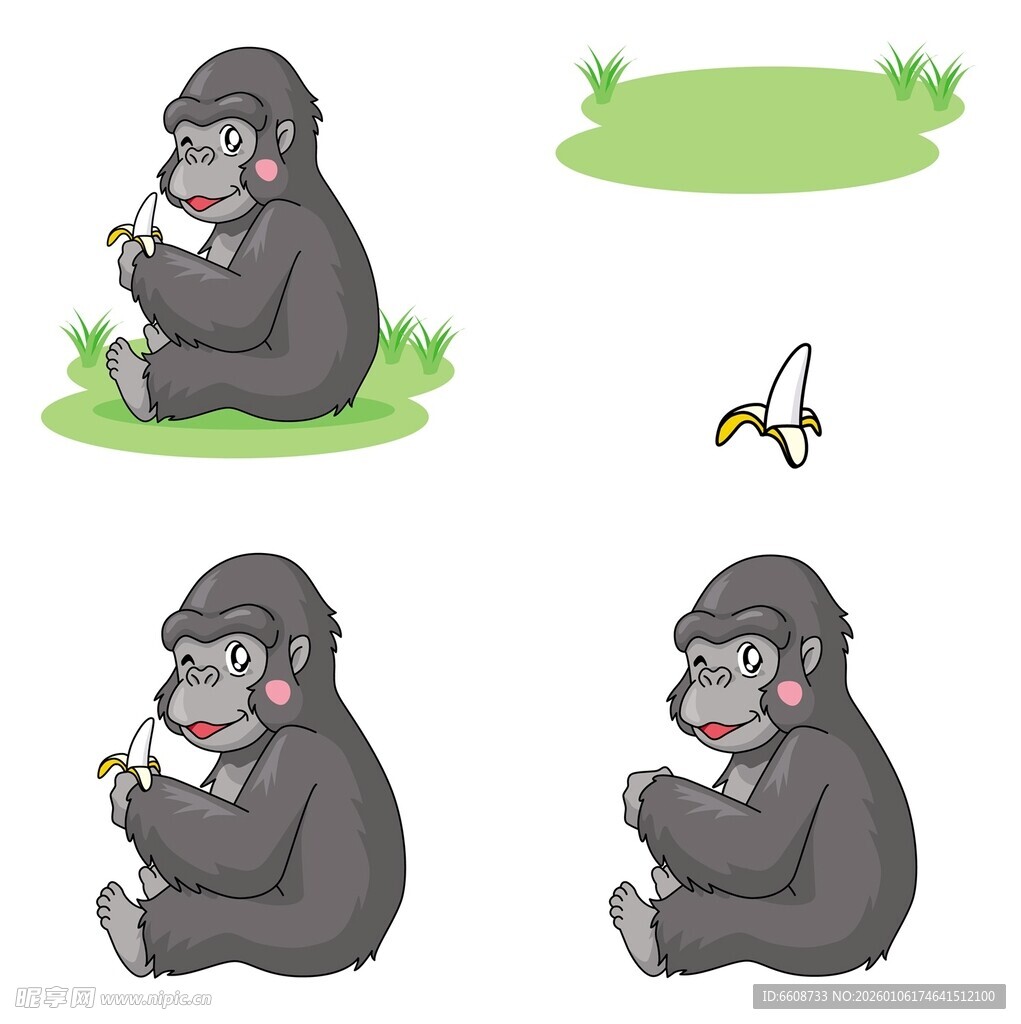 可爱大猩猩的多样姿态
