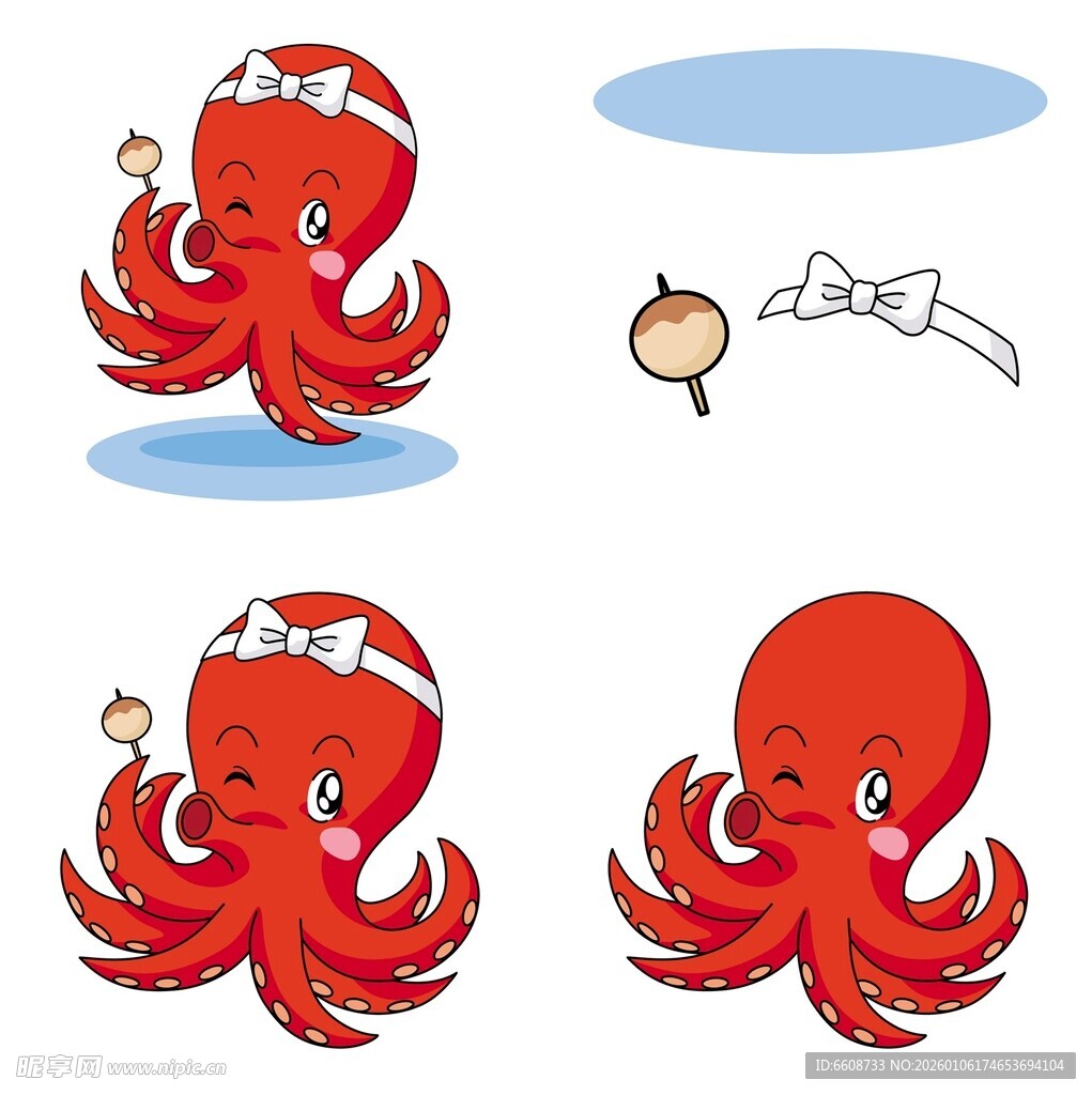 可爱章鱼的多样表情动作