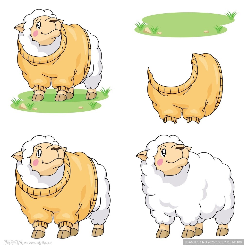 可爱绵羊插画素材