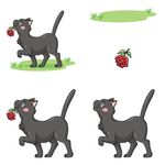 黑猫玩草莓的可爱瞬间