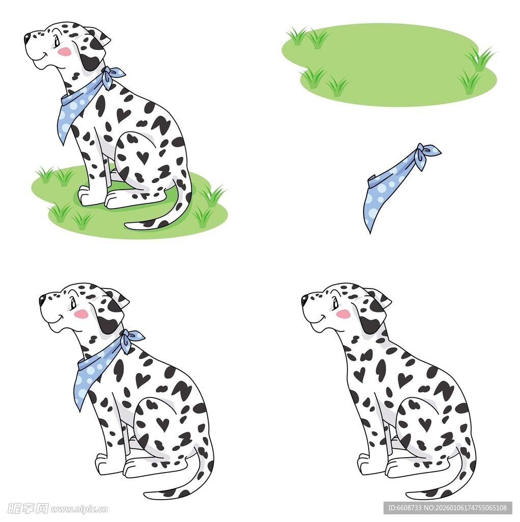 斑点狗插画及配饰元素