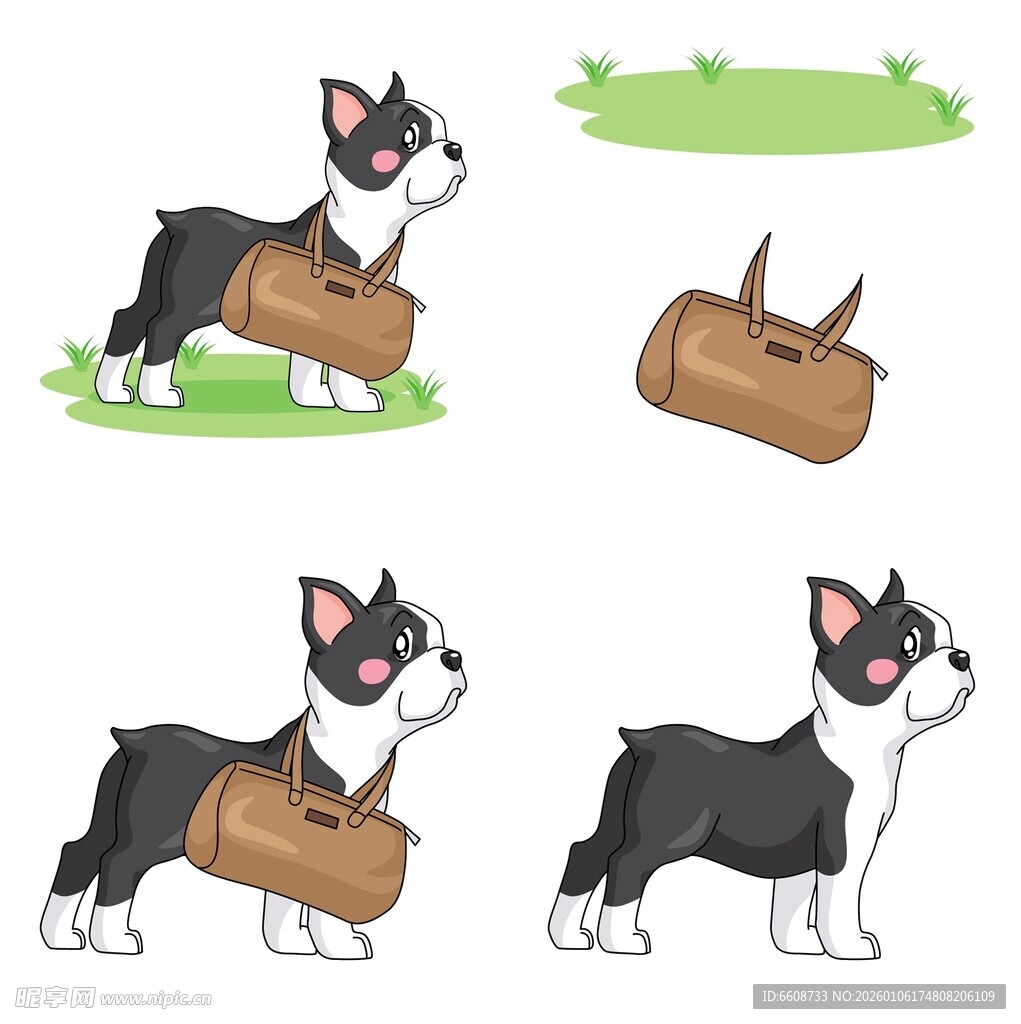 法斗犬叼包的可爱瞬间