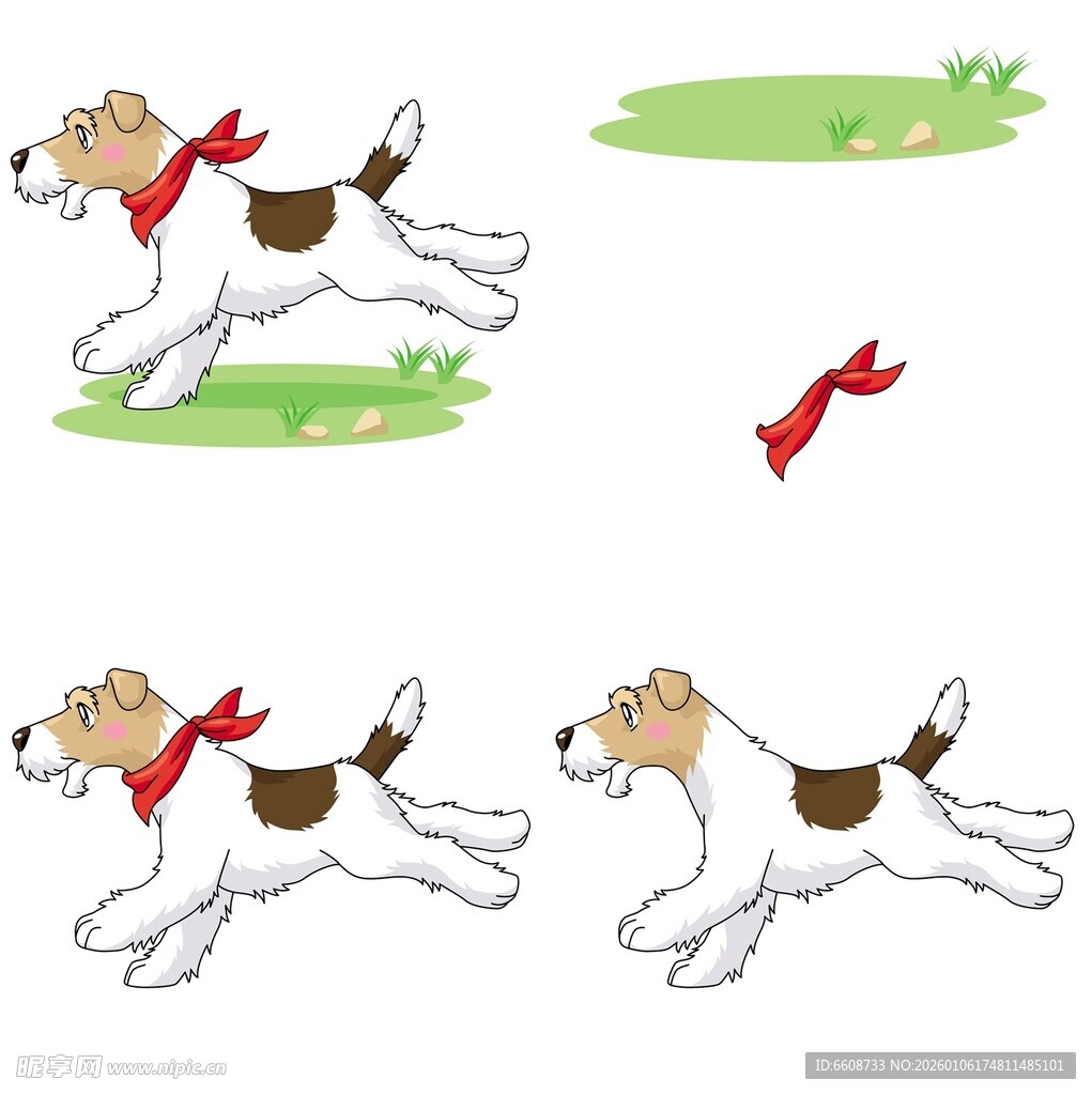 奔跑的小狗动态插画