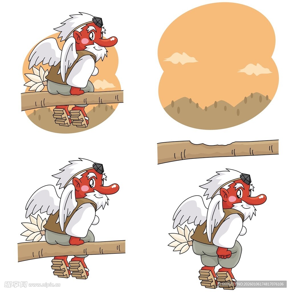卡通公鸡劳作插画
