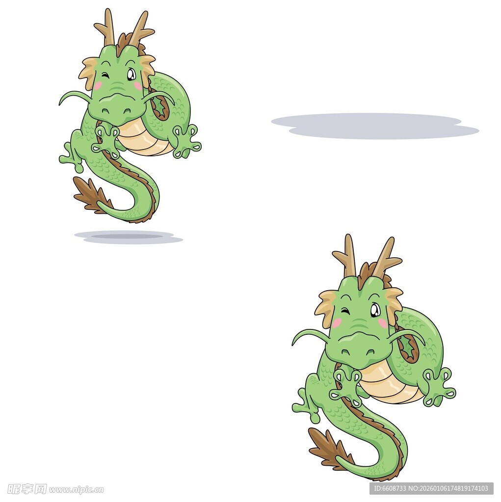 可爱绿龙卡通形象设计