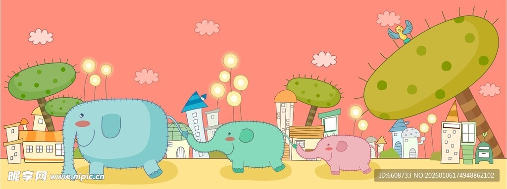 可爱动物的梦幻卡通世界