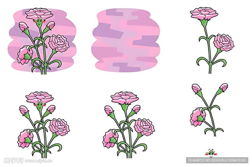 粉色康乃馨图案设计素材