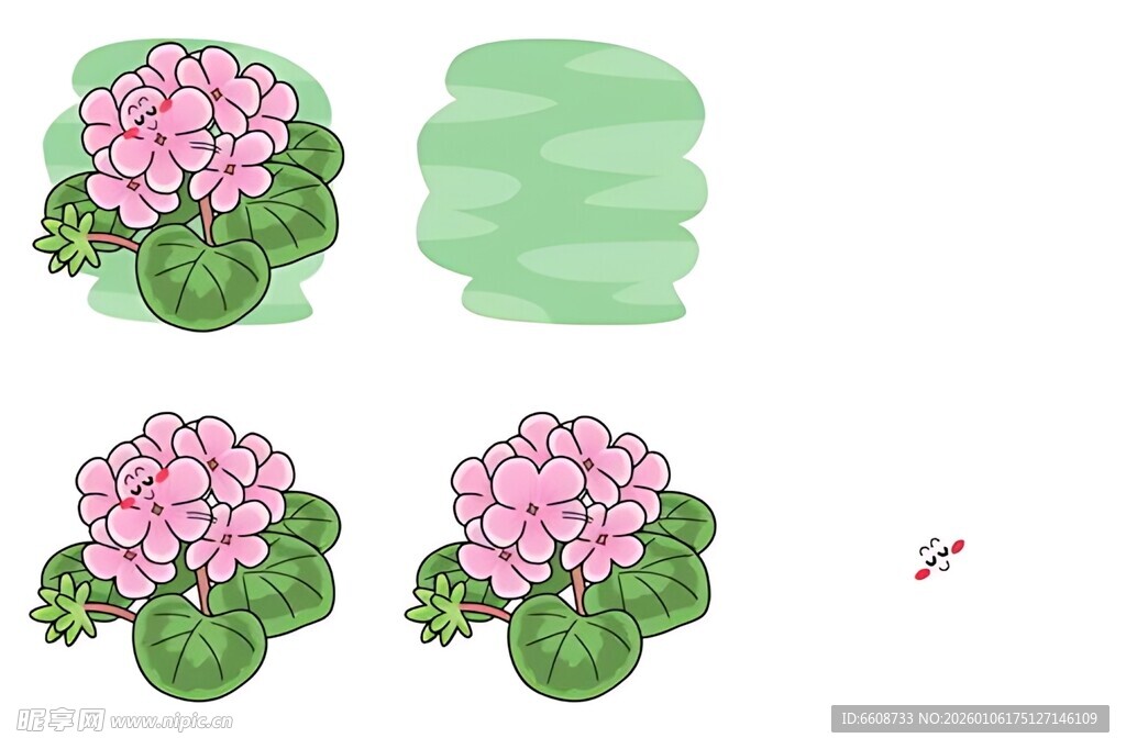 手绘粉色花卉图案设计素材