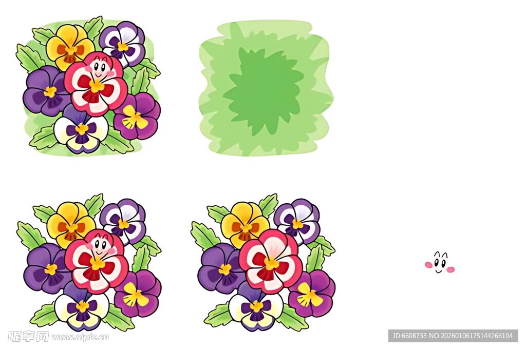 多彩花卉骷髅图案设计素材