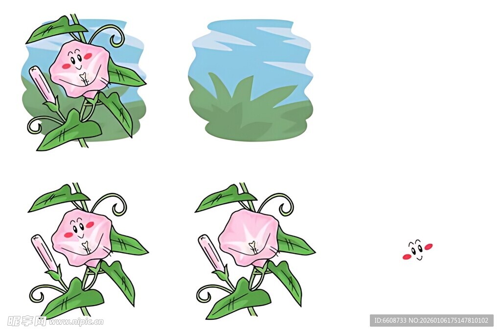 卡通花朵植物生长过程