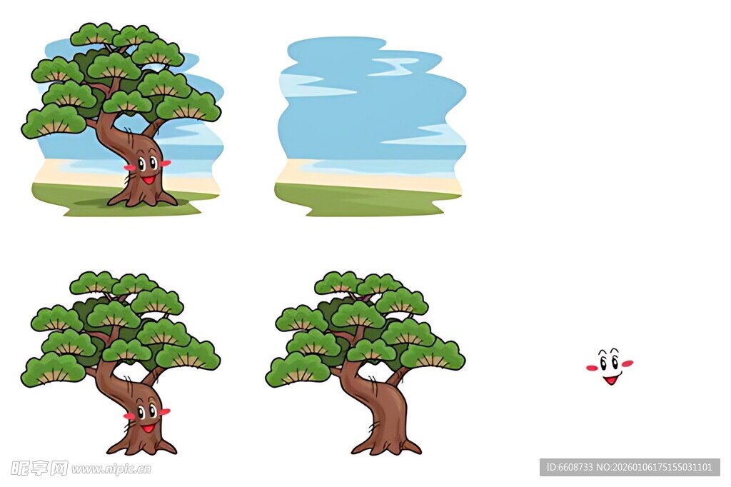 卡通风格树木插画集合